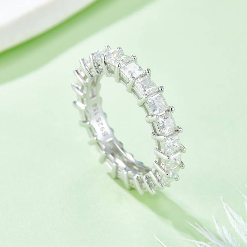 Zhengfang Full Body Ring S925 Silver Plated Platinum Moissanite Diamond Women's Ring 6.6 Carat D-Class